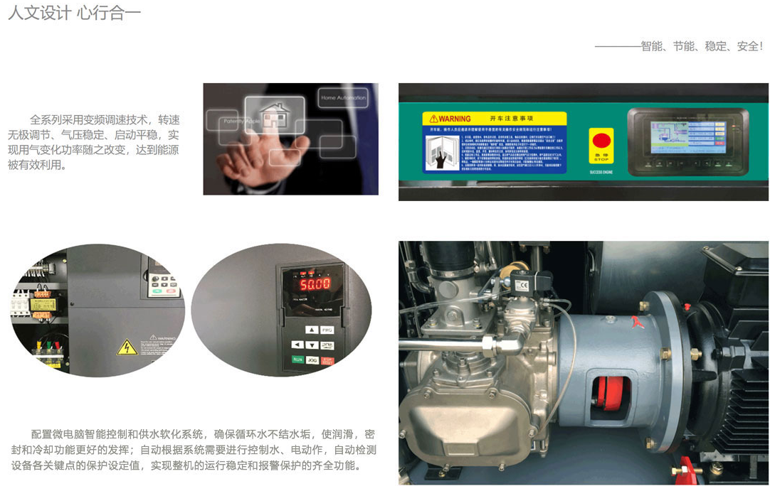 医用水润滑节能变频全无油螺杆式空压机人文设计心行合一