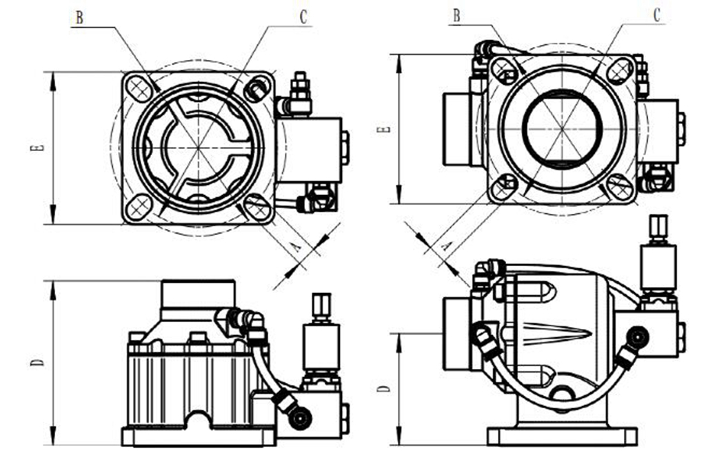 喷油螺杆空压机配件——AIV-25/40/50/65/85/100/120进气阀主要安装尺寸
