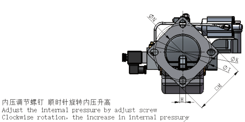 变频喷油螺杆空压机配件——RH-40/50/65/90/120/160D/BE进气阀外形尺寸图